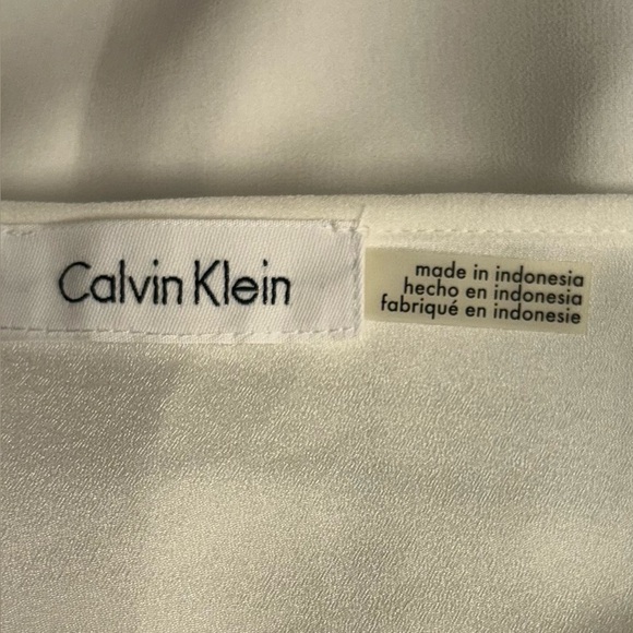 Calvin Klein Women’s White Top Tunic With Black Embroidery 3/4 Sleeves - Picture 8 of 10